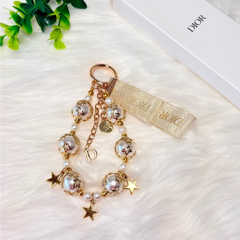 Dior Gold and‎ Pearl Star Keychain or Bag Charm